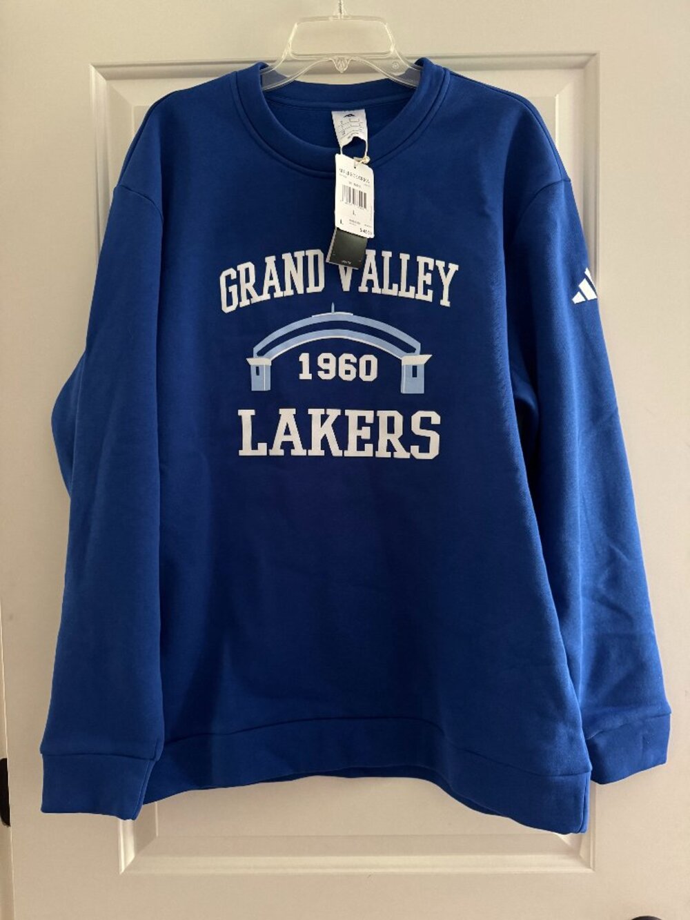 Adidas Grand Valley Lakers GVSU Fleece Crew Sweatshirt  Blue Large  NWT ($45)